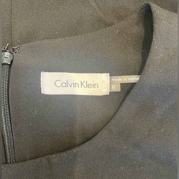 🖤CHIC Calvin Klein little black dress size 8 - vegan leather & suede - GORGEOUS - Picture 3 of 5